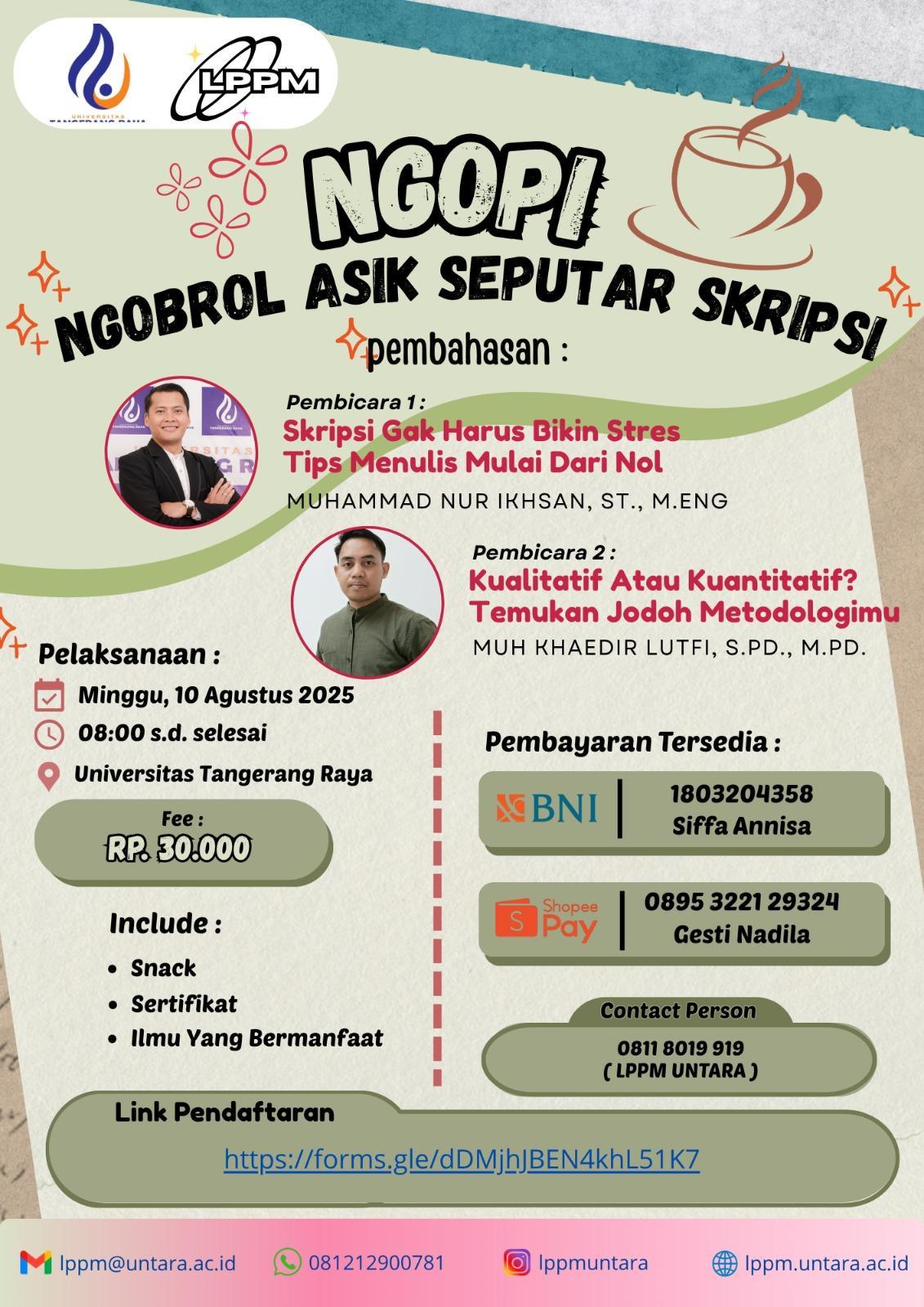 Acara Seminar  NGOPI "NGOBROL ASIK SEPUTAR SKRIPSI"