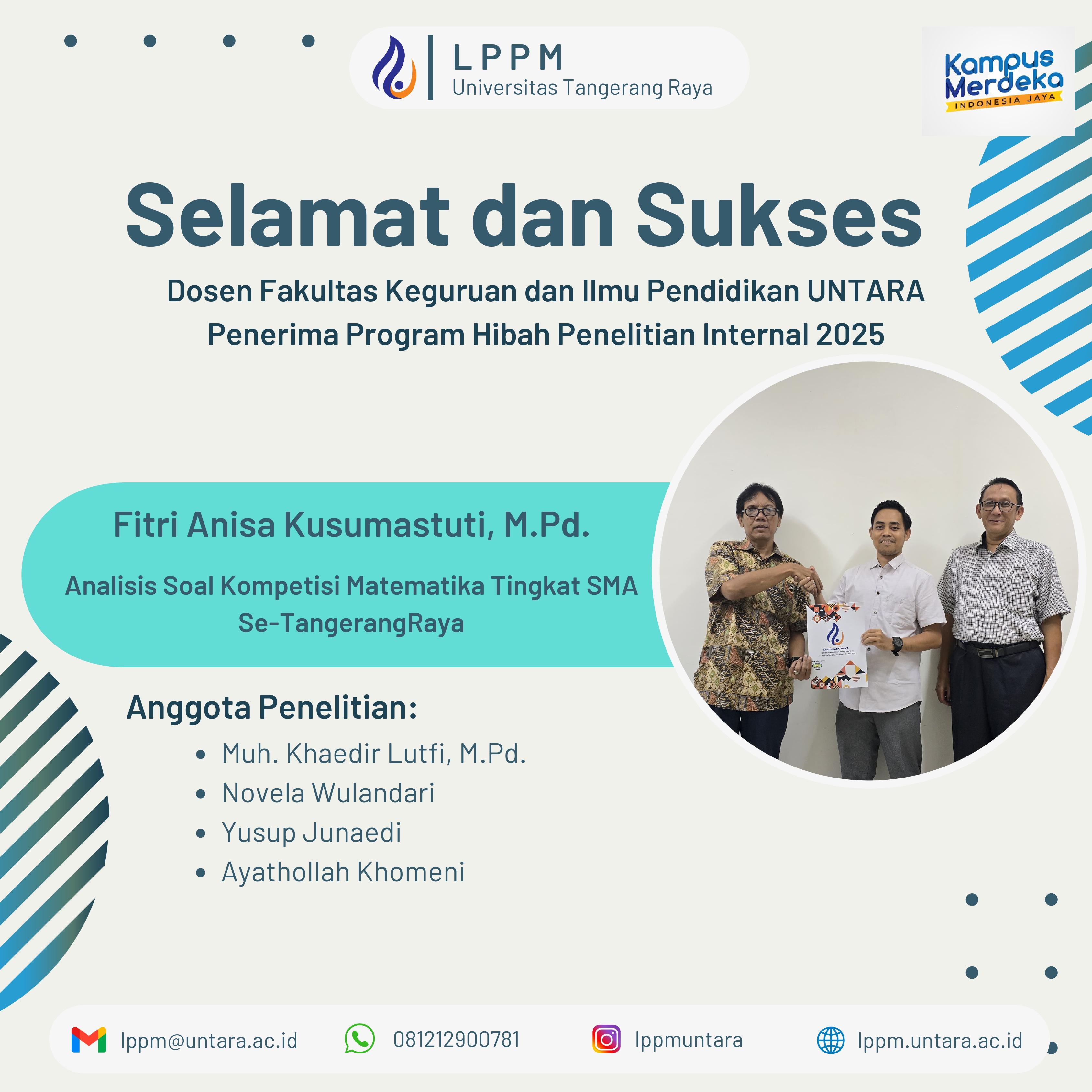 Selamat Atas Hibah Penelitian Internal !!!