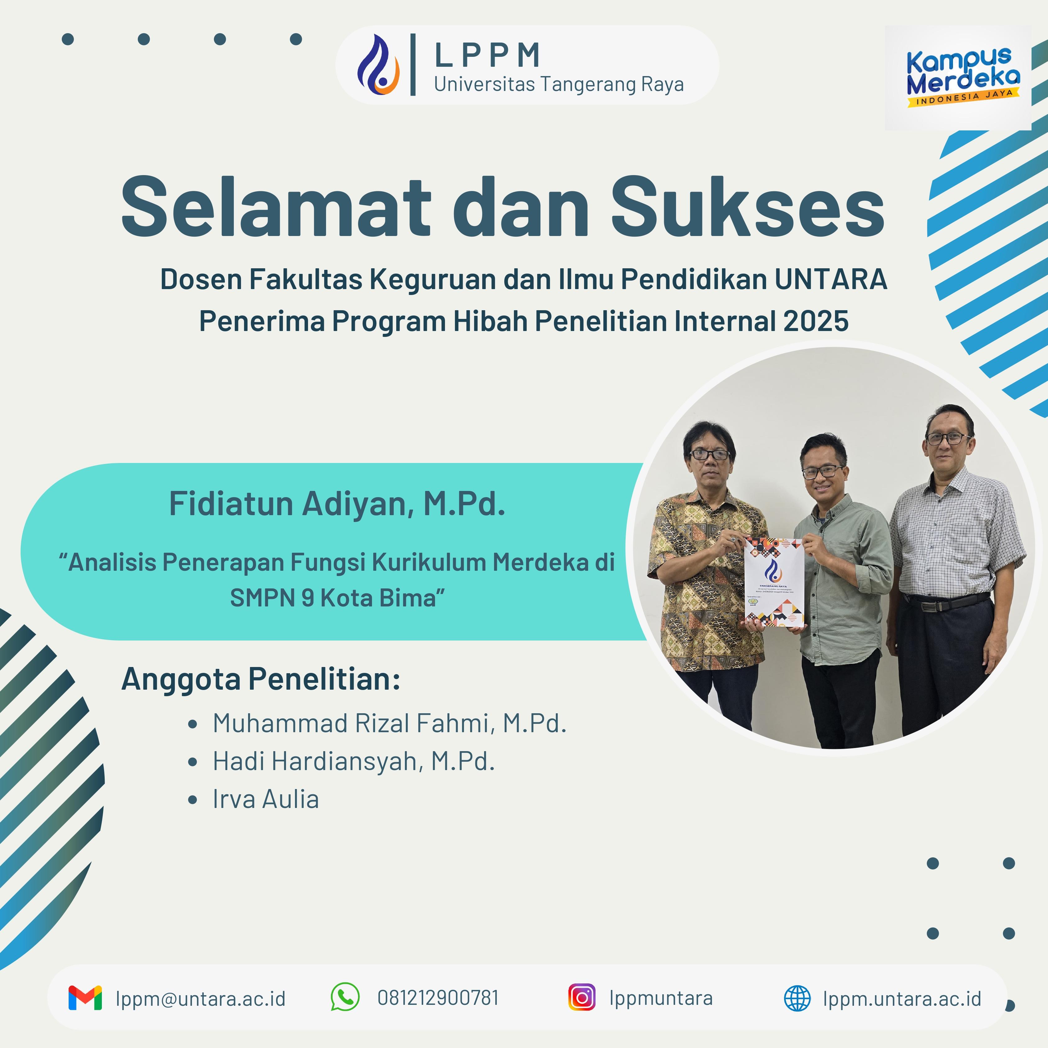 Selamat Atas Hibah Penelitian Internal !!!